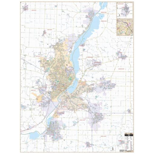 Peoria IL Wall Map