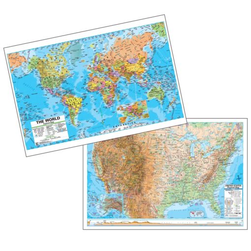 US Physical/World Political Deskpad Map