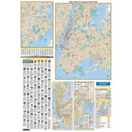New York City NY 5 Boroughs Major Attractions Wall Map