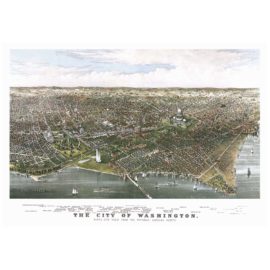 Washington DC 1880 Historical Print with Metal Silver Frame