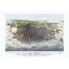 San Francisco 1878 Historical Print with Metal Silver Frame