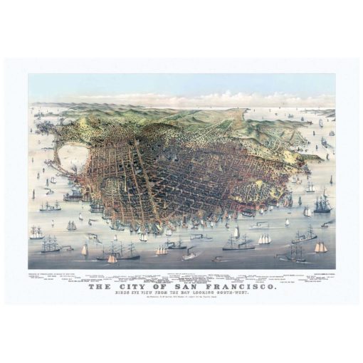 San Francisco 1878 Historical Print with Metal Silver Frame