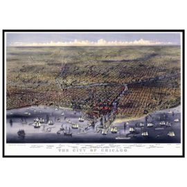 Chicago 1874 Historical Print with Metal Black Frame