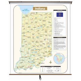 Indiana Large Shaded Relief Wall Map