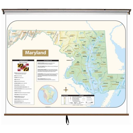 Maryland Large Shaded Relief Wall Map