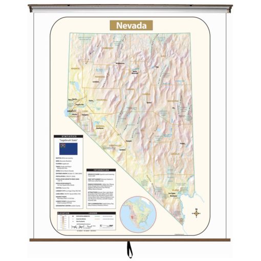 Nevada Large Shaded Relief Wall Map