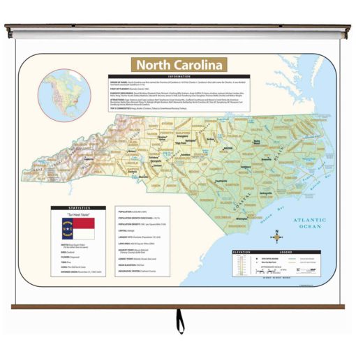 North Carolina Large Shaded Relief Wall Map