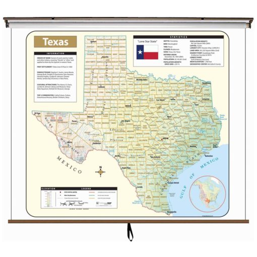 Texas Large Shaded Relief Wall Map