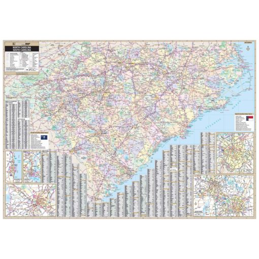 North & South Carolina State Wall Map