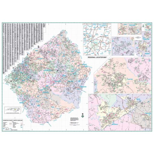 Johnston County NC Wall Map