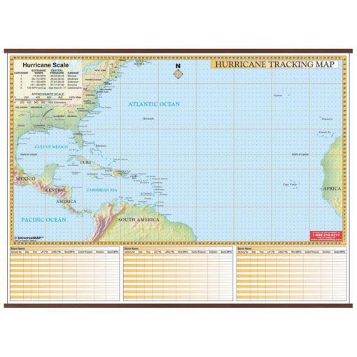Hurricane Tracking Chart Wall Map