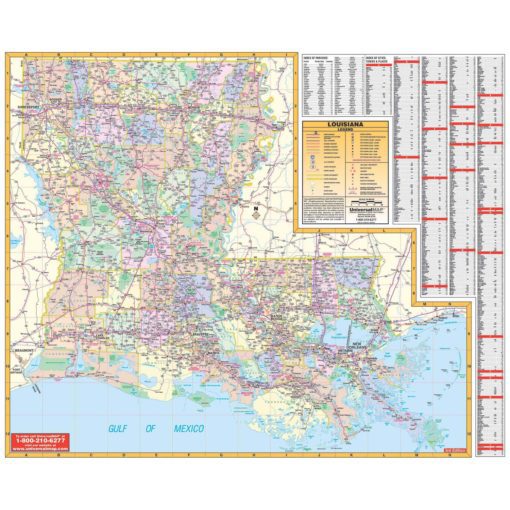 Louisiana Wall Map Railed