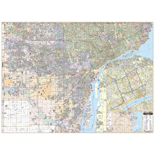 Detroit & Wayne Co MI Wall Map