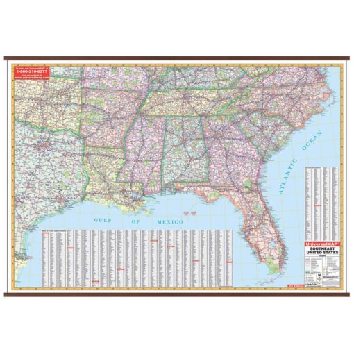 US Southeast & Louisiana Wall Map