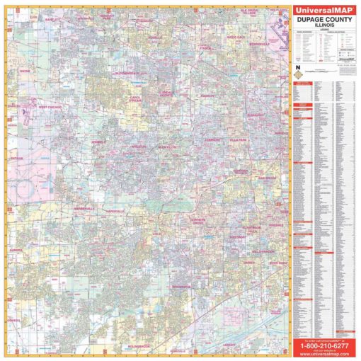 DuPage County IL Wall Map