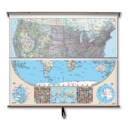 US/World Large Scale Combo Wall Map