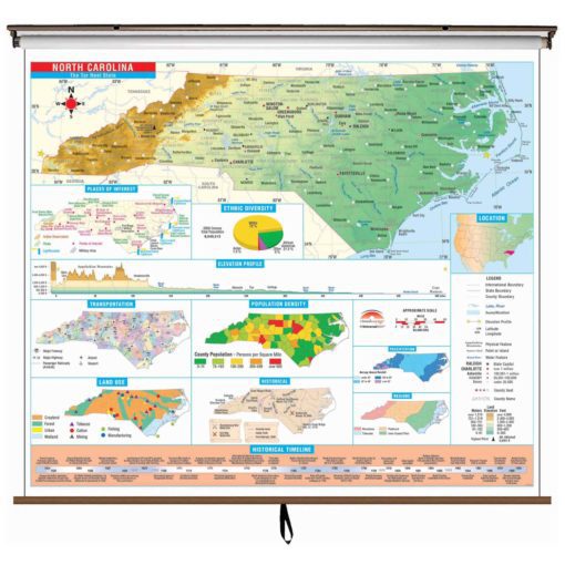 North Carolina Intermediate Thematic Wall Map