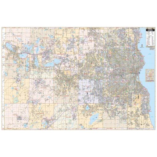 Milwaukee & Waukesha Counties WI Wall Map