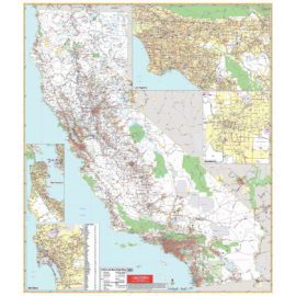 California State Wall Map with Zip Codes