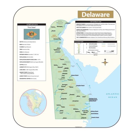 Delaware Shaded Relief Map