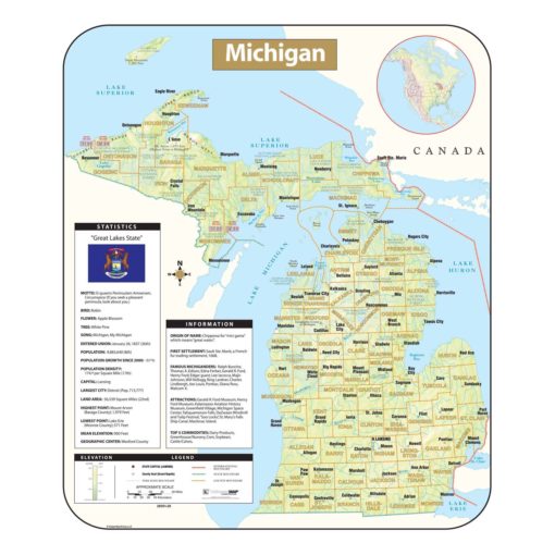 Michigan Shaded Relief Map