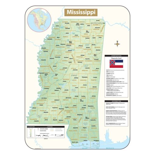 Mississippi Shaded Relief Map