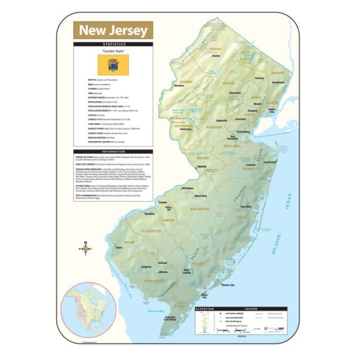 New Jersey Shaded Relief Map