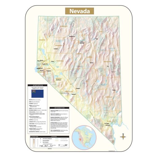 Nevada Shaded Relief Map