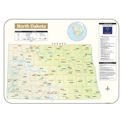 North Dakota Shaded Relief Map