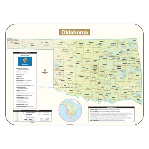 Oklahoma Shaded Relief Map