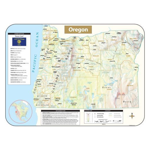 Oregon Shaded Relief Map