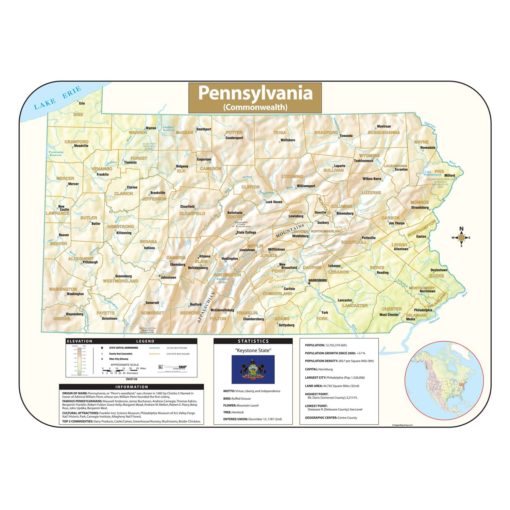 Pennsylvania Shaded Relief Map