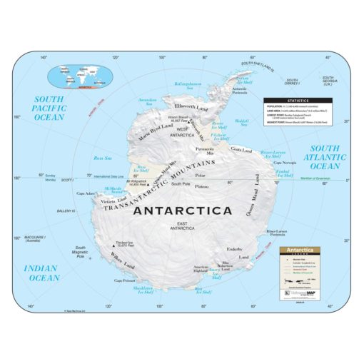 Antarctica Shaded Relief Map