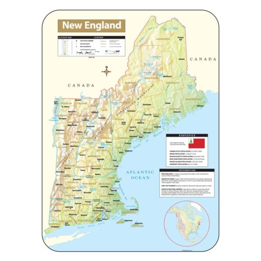 New England Shaded Relief Map