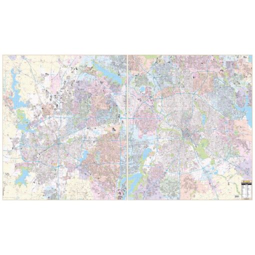 Dallas-Fort Worth TX Combo Wall Map with Zip Codes
