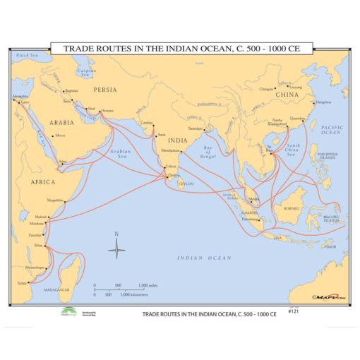 Trade Routes in the Indian Ocean c 500 - 1000ce
