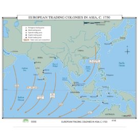 European Trading Colonies Asia c 1750