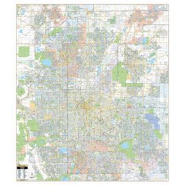 Denver & Boulder Co Wall Map with Grid and ZIP Codes