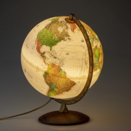 Athens Globe Illuminated Back Side View