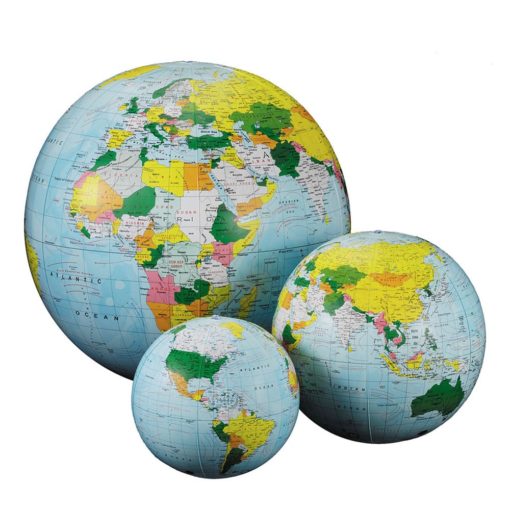 6  INFLATABLE GLOBES 16" BEACH BALL INFLATE MAP TEACH WORLD GEOGRAPHY GLOBE 