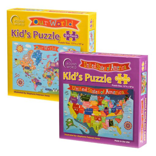 Kids Puzzle of the United States & World